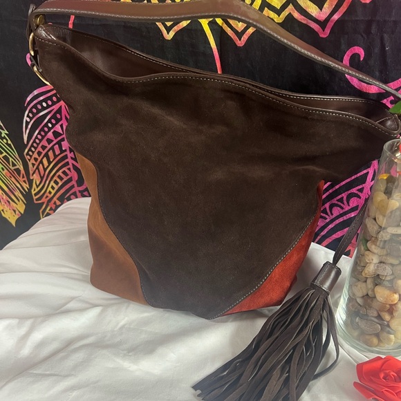 My choice Suede Italian Leather Shoulder Hobo Handbag Italy. - Picture 2 of 6